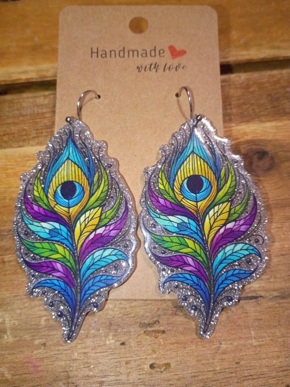Beautiful Blue And Purple Multicolor Peacock Feather Fashion Earrings